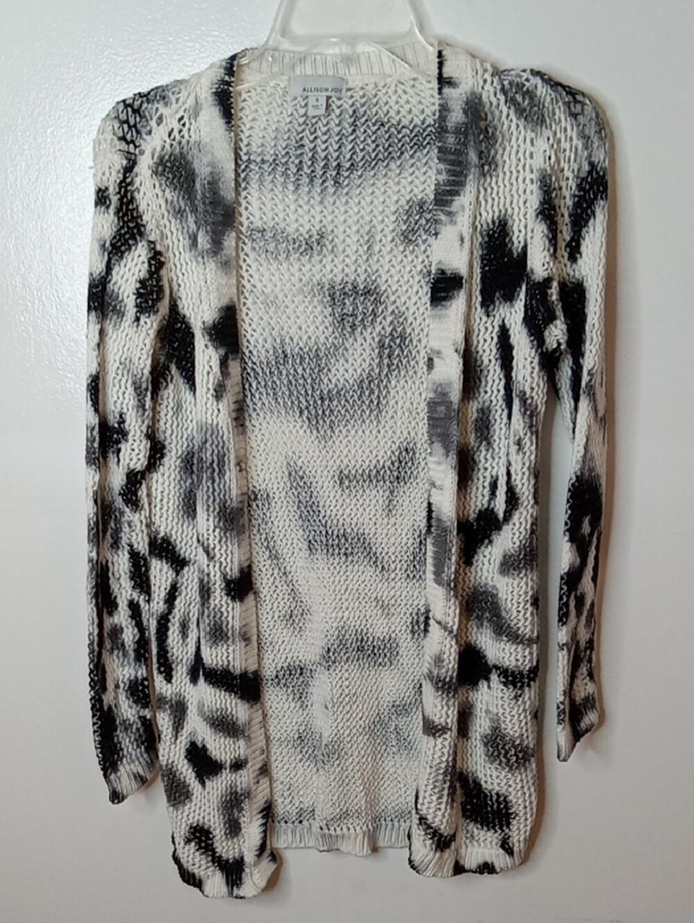 Allison Joy Women's Size Small Black & White Open Front Animal Print Cardigan. W